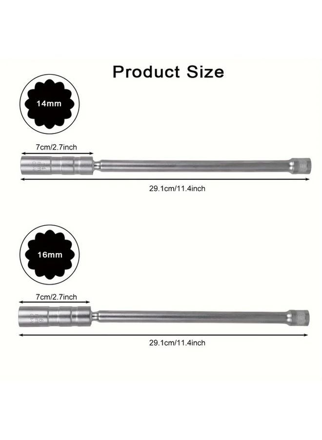 14mm 16mm Spark Plug Socket Wrench Long Handle Universal 360 Rotating Mechanical Tool - Image 4