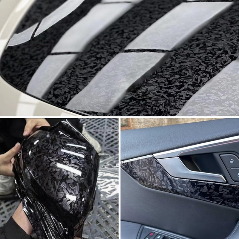 Arespark Gloss Forged Carbon Fiber Vinyl Wrap, Car Vinyl Wrap Decal Sticker Film Sheet with Air Release, Contain Installation Tool for Car Auto Morotcycle (1ft x5ft, Black) - Image 4