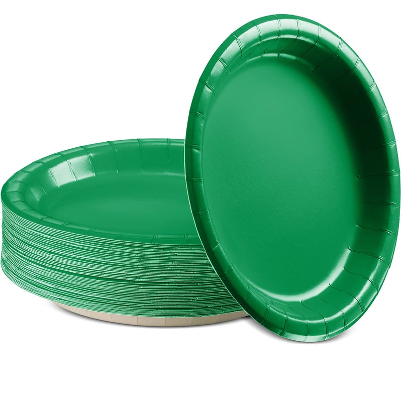 Amcrate Disposable Paper Plates Green 6 34 Inches Paper Dessert Plates Strong and Sturdy Disposable Plates for Party Dinner Holiday Picnic or Travel Party Plates Pack of 50