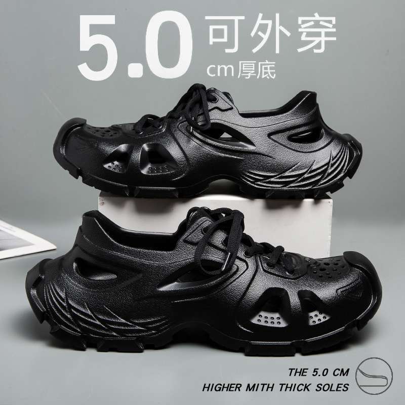 Croc Shoes Men'S Summer Paris Trendy Brand Outer Wear Wading Rafting Fishing Beach Outdoor Thick-Soled Sports Non-Slip Sandals - Image 1