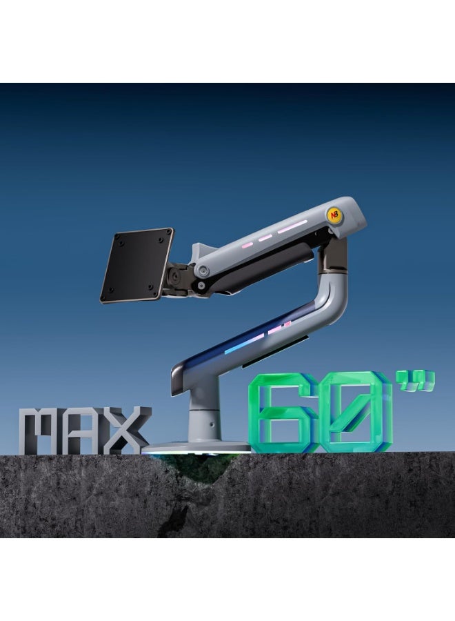 NB NORTH BAYOU Heavy Duty Gaming Monitor Arm for 32-60 Inch Screens – Load up to 20kg – Multi-Angle Adjustable with RGB Lighting – VESA 75/100 – Premium Aluminum - Image 5