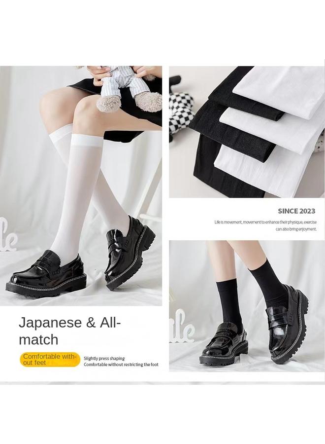Bluejw Calf Socks Women Summer Stockings Velvet Slim Black Jk Pressure Socks Black And White Solid Color Knee Socks Manufacturers  - Image 3