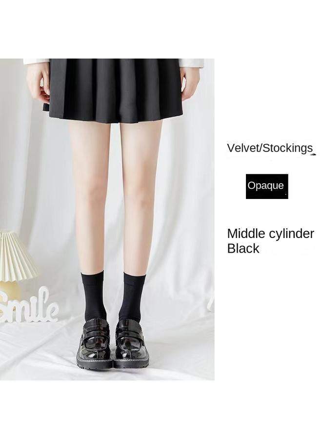 Bluejw Calf Socks Women Summer Stockings Velvet Slim Black Jk Pressure Socks Black And White Solid Color Knee Socks Manufacturers  - Image 5