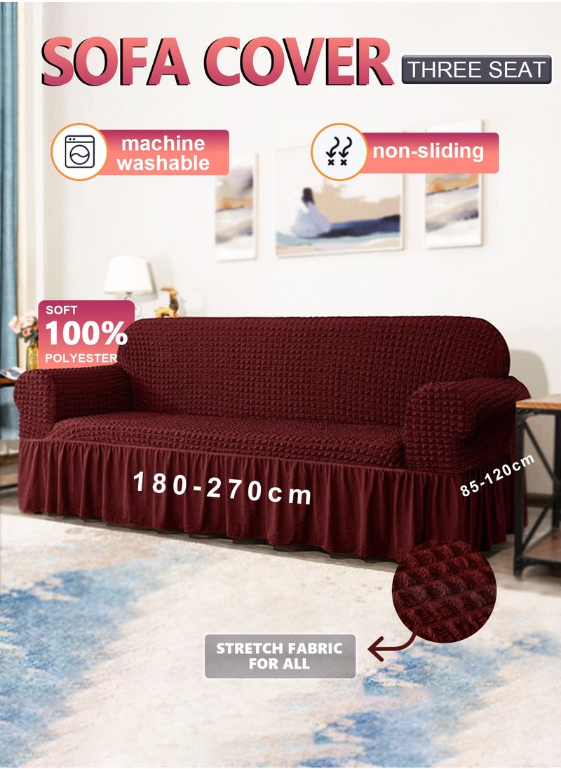 Arabest - sofa cover 3 seater Super Stretchable Wrinkle-free Full Coverage Couch Slipcover Exquisitely Detailed Slip Flexible Resistant Jacquard Sofa Cover Red 140-280cm - Image 1