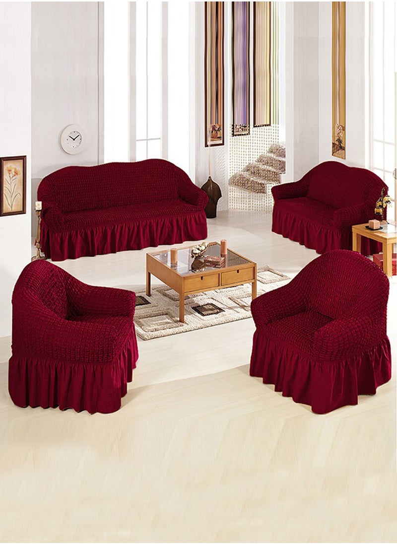 Arabest - sofa cover 3 seater Super Stretchable Wrinkle-free Full Coverage Couch Slipcover Exquisitely Detailed Slip Flexible Resistant Jacquard Sofa Cover Red 140-280cm - Image 1