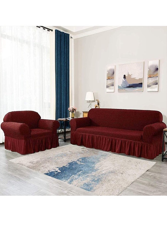 Arabest - sofa cover 3 seater Super Stretchable Wrinkle-free Full Coverage Couch Slipcover Exquisitely Detailed Slip Flexible Resistant Jacquard Sofa Cover Red 140-280cm - Image 1