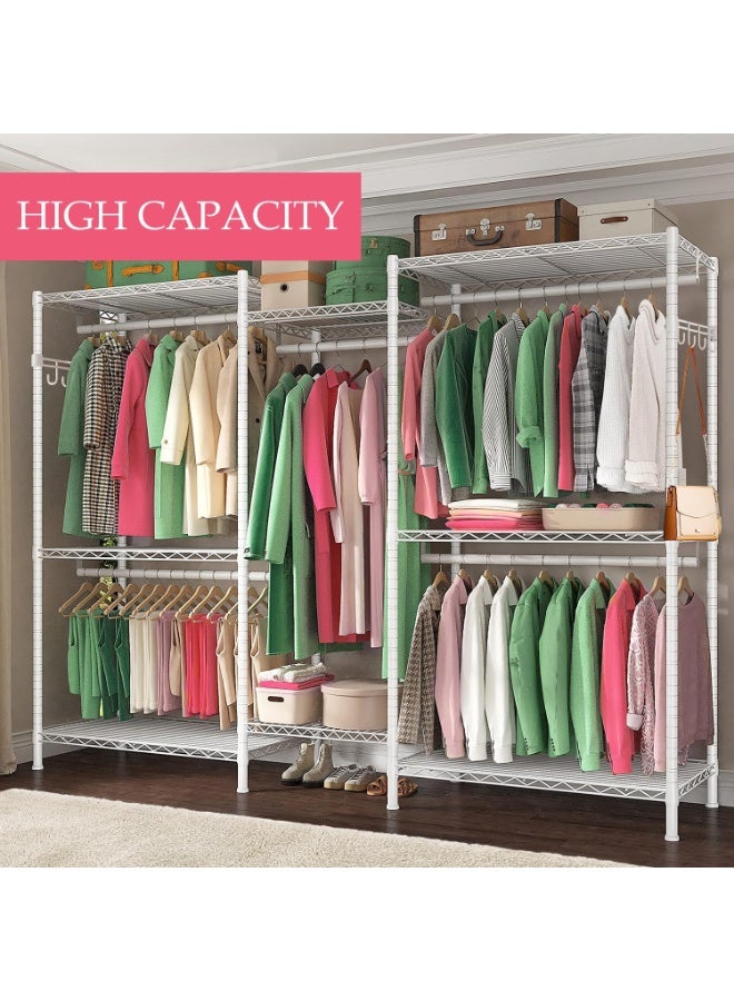 Forthcan Clothes Rail, Clothing Rails for Hanging Clothes, Metal Clothing Rack Heavy Duty Garment Rack Freestanding Closet Wardrobe Racks for Hanging Clothes, 45D x 187W x 195H, White - Image 5