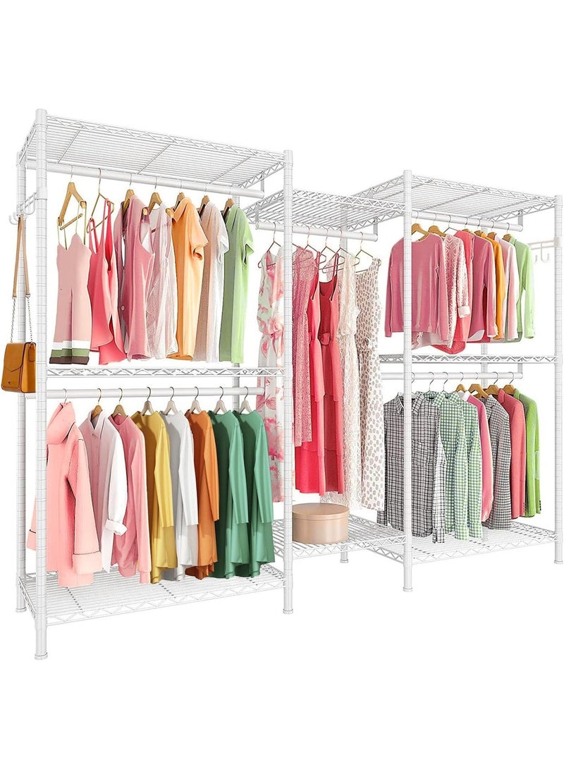 Forthcan Clothes Rail, Clothing Rails for Hanging Clothes, Metal Clothing Rack Heavy Duty Garment Rack Freestanding Closet Wardrobe Racks for Hanging Clothes, 45D x 187W x 195H, White - Image 1