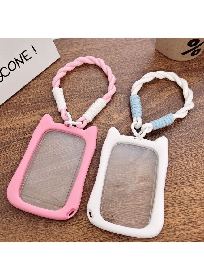 NIBEMINENT 1 - Piece Transparent And Cute Kpop Photo Card Holder Pendant Key Chain ID Badge Holder ID Card Holder Photo Card Protector for School ID Office ID Access Card for Women Girls  - Image 2