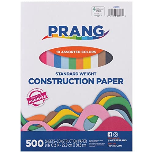 Pacon ورق بناء برانغ (سابقًا آرت ستريت)، 10 ألوان متنوعة، وزن قياسي، 9" × 12"، 500 ورقة - Image 1