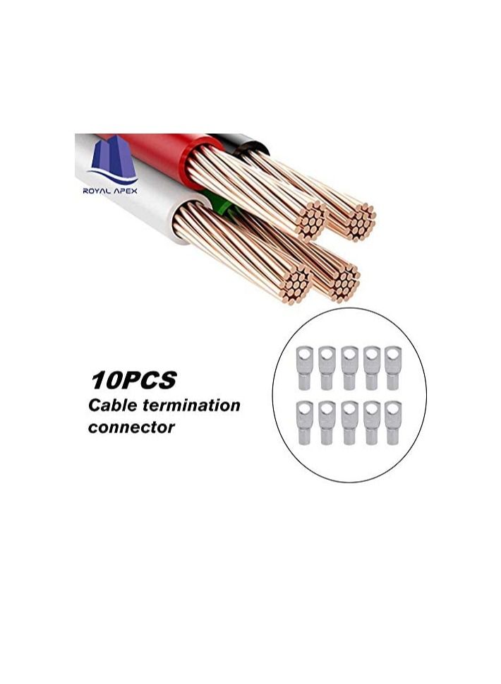 Copper Cable Lugs 10Pcs Set-Wire Terminals, Connector Cable lugs Ring Battery SC Terminals, for Marine, Solar, Automotive, Electric, Home Applications etc (Hole Soize 6mm, Cable Size 6mm) - Image 3