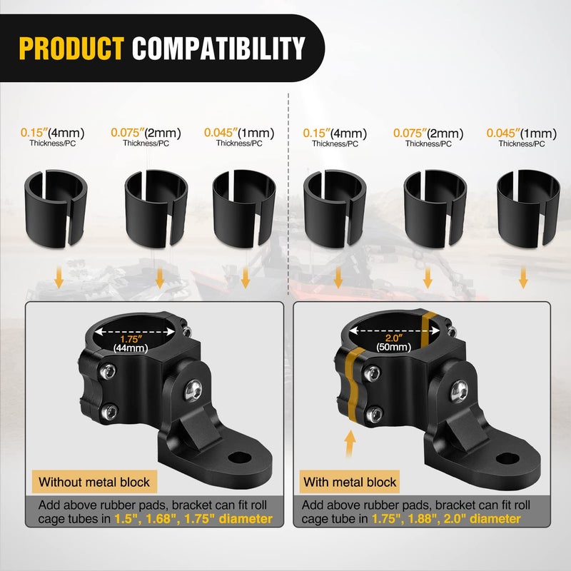 Nilight UTV Flag Antenna Mount Whip Light Mounting Bracket Black Adjustable Heavy Duty for 1.5 to 1.75inch 1.75 to 2inch for Polaris RZR Ranger Can Am Maverick X3 Talon, 2 Years Warranty - Image 3