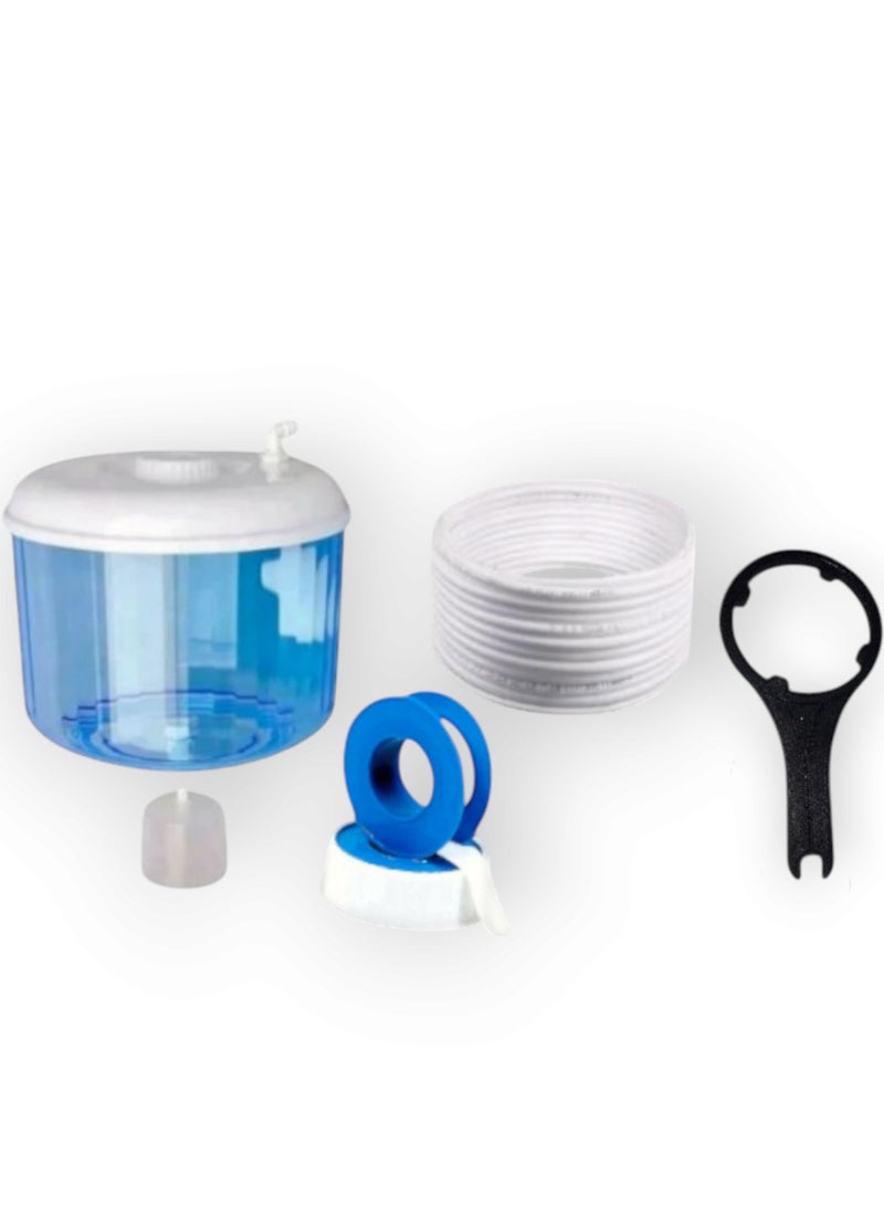 Direct Connect Water Bottle with 8L Water Filter for All Types of Water Coolers Equipped with 5 m Hose Reel +  Water filter key + Teflon Reel