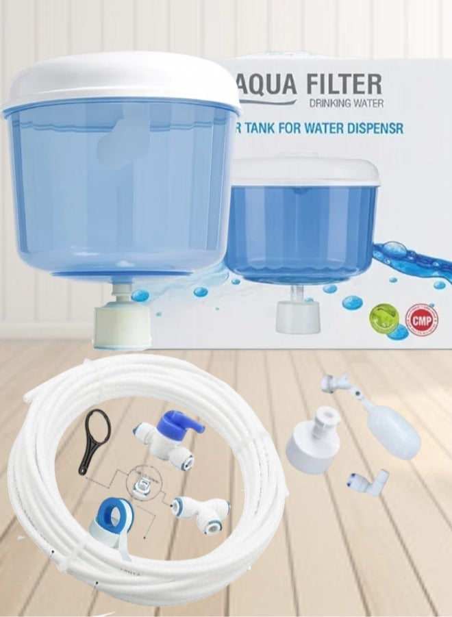 قارورة مياه توصيل مباشر مع لفه خرطوم 5 متر + بكرة تيفلون + محبس ايزي + تى ثلاثى مع عوامه اتوماتيك قطعتين