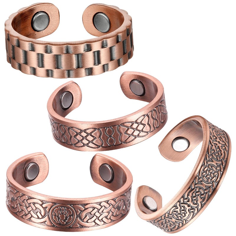 BioMag Magnetic Rings Pure Copper Ring for Men Women Adjustable Fingers Thumb Ring Jewelry Gift Copper C4Pcs