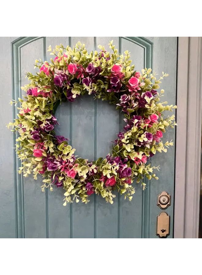 Classic Multi Color Artificial Floral Wreath For Door Wall Garden Decor - Image 4