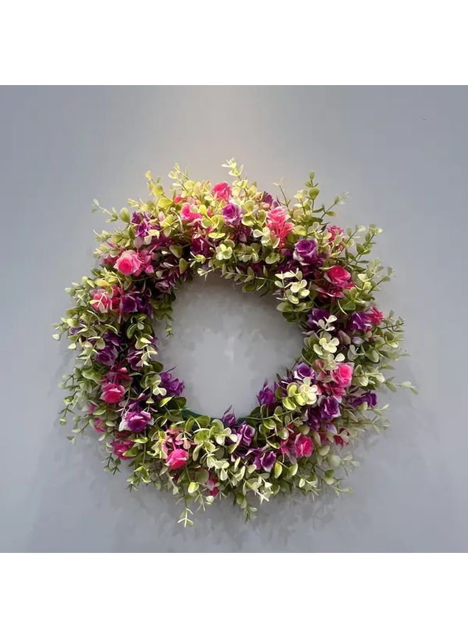 Classic Multi Color Artificial Floral Wreath For Door Wall Garden Decor - Image 2