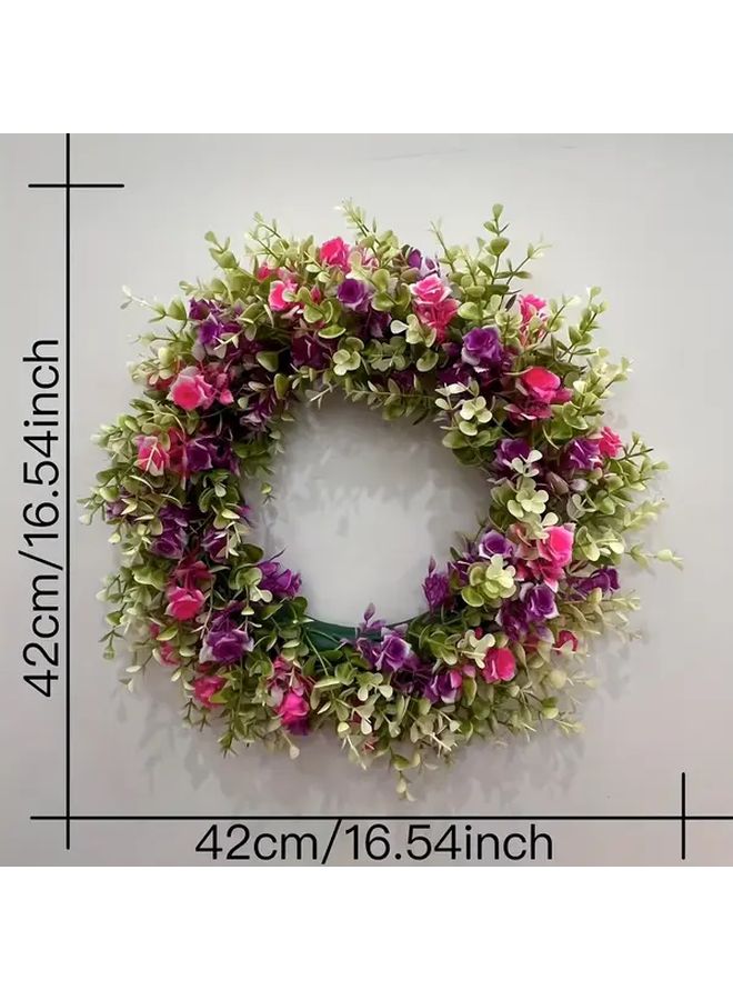 Classic Multi Color Artificial Floral Wreath For Door Wall Garden Decor - Image 3
