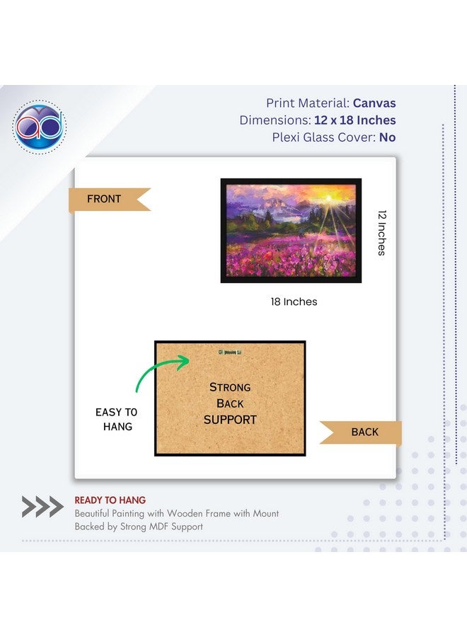 Mad Masters Sunrise Scenery Sunset Painting Hanging Photo Frame Decorative Item for Living Room, Bedroom, Home Decor and Wall Decoration (MM 1586, 12x18 Inch, Canvas, Without Plexi Glass) - Image 2