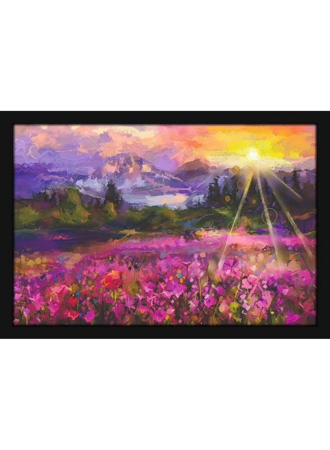 Mad Masters Sunrise Scenery Sunset Painting Hanging Photo Frame Decorative Item for Living Room, Bedroom, Home Decor and Wall Decoration (MM 1586, 12x18 Inch, Canvas, Without Plexi Glass) - Image 1
