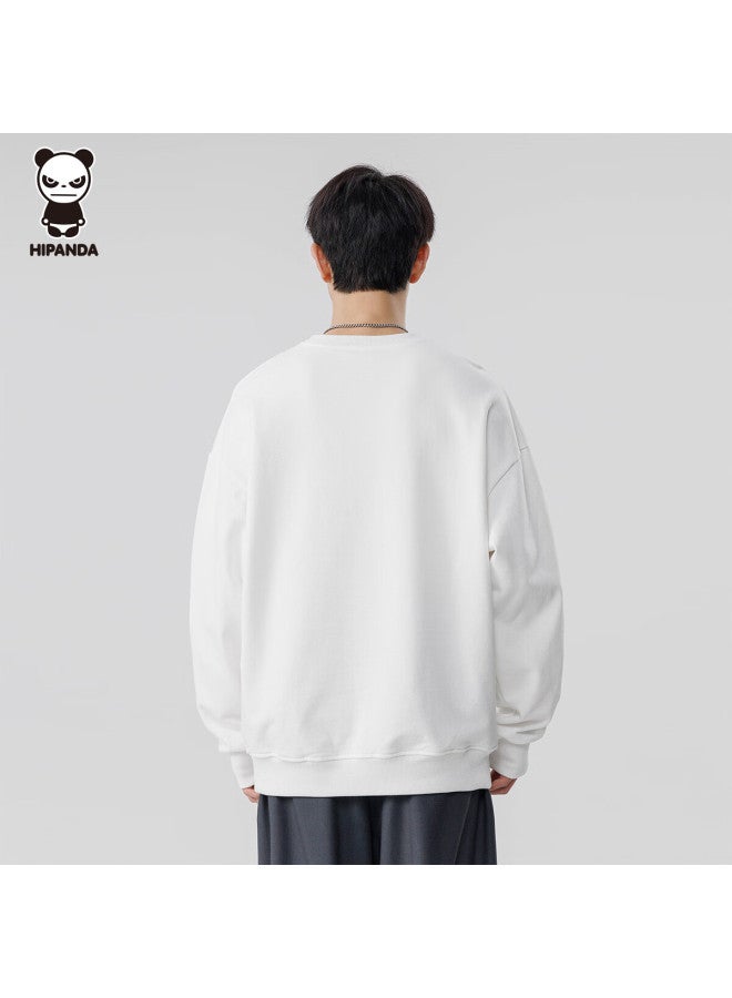Hipanda Men's Sweatshirt, Autumn Season, Colorful Puff Round Neck, American Retro Trendy Brand, Casual Versatile Top For Men, White, XL - Image 2