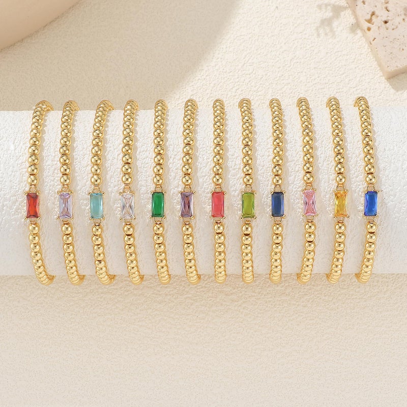 QILMILY October Birthstone Bracelets for Women - 14K Gold Plated Bead Bracelets for Women Gold Trend Jewelry Friendship Gifts - Image 5