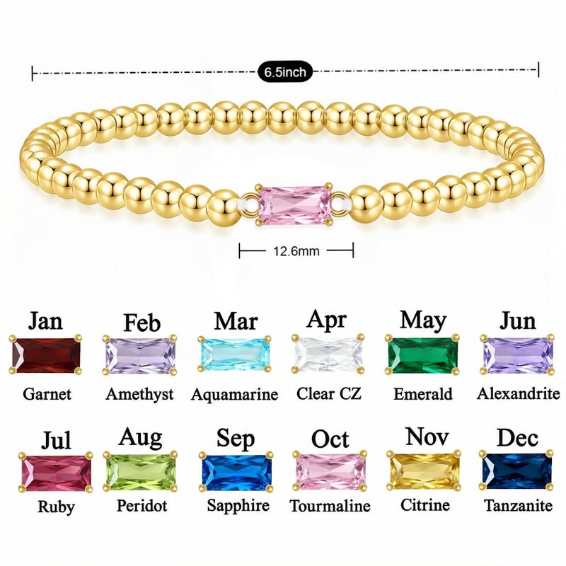 QILMILY October Birthstone Bracelets for Women - 14K Gold Plated Bead Bracelets for Women Gold Trend Jewelry Friendship Gifts - Image 4