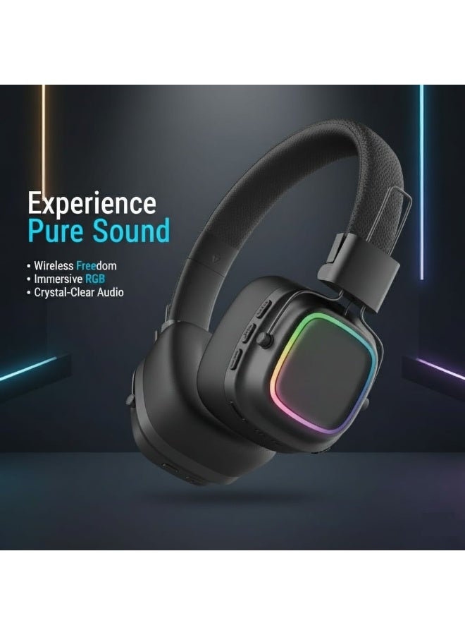 LS-258 Wireless Headphones with LED Lighting, 250mAh Battery, 8-Hour Playtime, and Lightweight Foldable Design – Black - Image 2