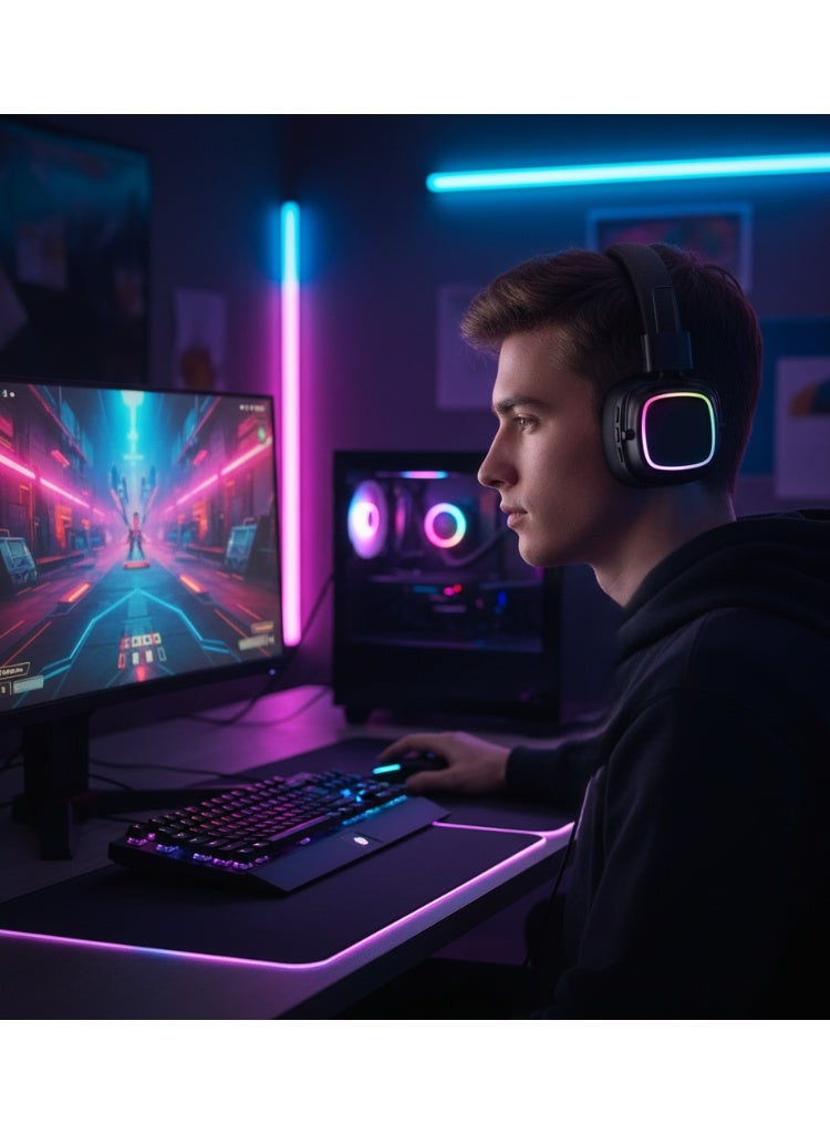 LS-258 Wireless Headphones with LED Lighting, 250mAh Battery, 8-Hour Playtime, and Lightweight Foldable Design – Black - Image 5