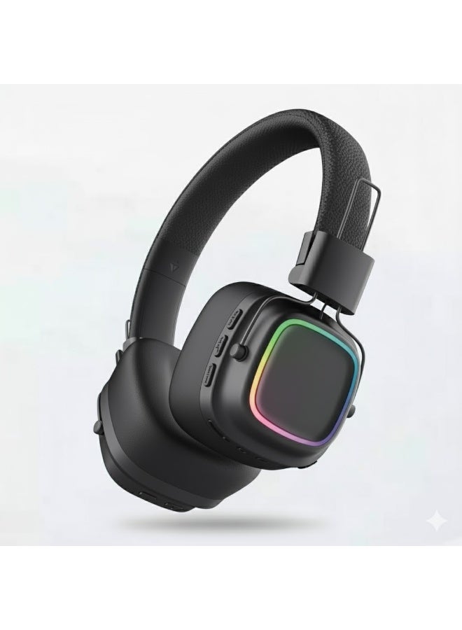 LS-258 Wireless Headphones with LED Lighting, 250mAh Battery, 8-Hour Playtime, and Lightweight Foldable Design – Black - Image 1