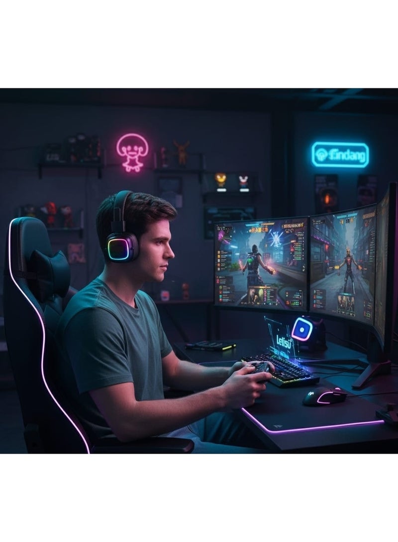 LS-258 Wireless Headphones with LED Lighting, 250mAh Battery, 8-Hour Playtime, and Lightweight Foldable Design – Black - Image 3