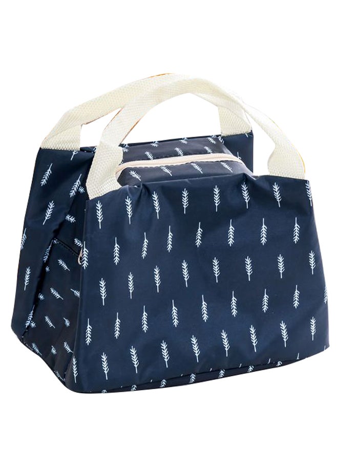 Generic Portable Floral Printed Lunch Bag Blue/White 20.5 x 16centimeter 