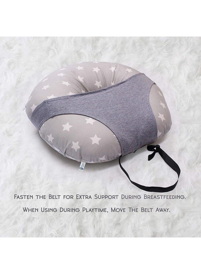 Kradyl Kroft 5In1 Baby Feeding Pillow With 100% Cotton Detachable Cover | With Belt And Baby Hoop | Breastfeeding Pillow | Nursing Pillow (Stargrey) - Image 5