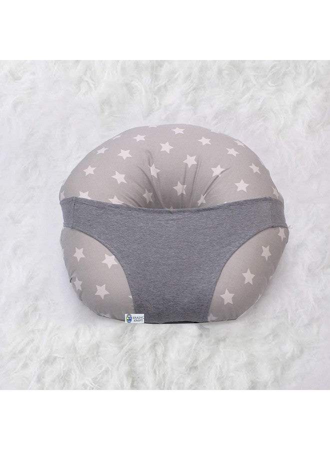 Kradyl Kroft 5In1 Baby Feeding Pillow With 100% Cotton Detachable Cover | With Belt And Baby Hoop | Breastfeeding Pillow | Nursing Pillow (Stargrey) - Image 4
