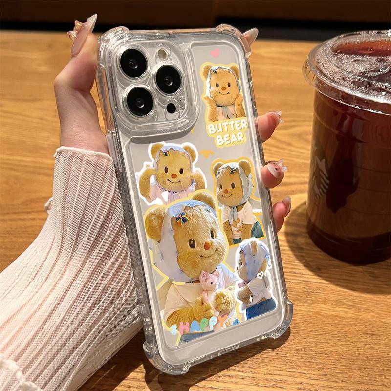 Apple iPhone 16 Pro Phone Case, Butter Bear Transparent Drop-Proof Soft Case - Image 1