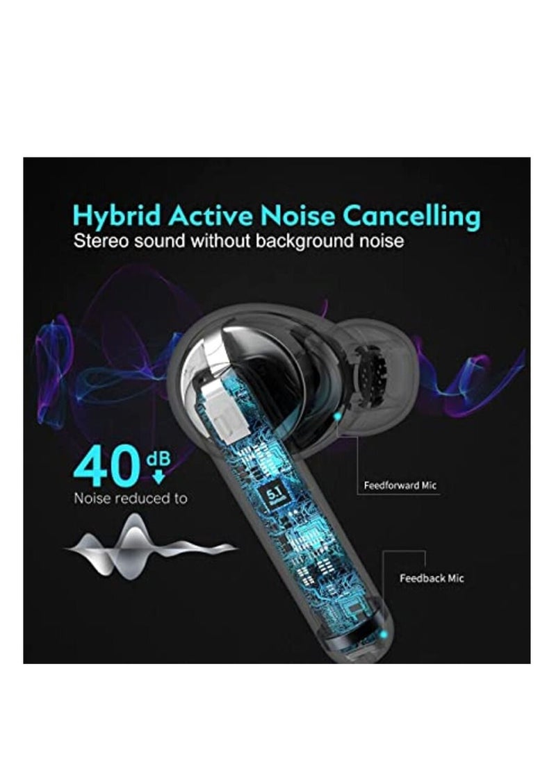Generic - QCY HT03 True Wireless Active Noise Cancelling Earbuds, ANC Bluetooth Earphone with Microphone, Waterproof Headphone, In-ear Detection, Touch Control, Bass Sound Headset Compatible with Android iPhone - Image 1