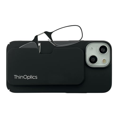 ThinOptics Slimline Rectangular Reading, iPhone 15 Plus Case/Black Glasses, 44 mm + 2 - Image 1