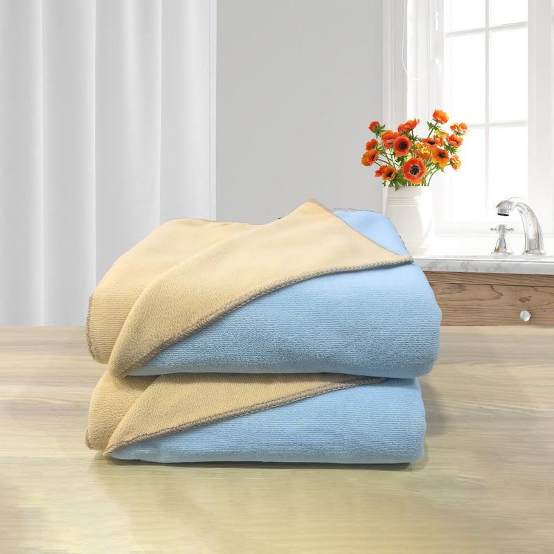 LABHAM - Euphoria 450GSM Reversible, Super Soft, Anti Microbial, Bath Towel (75cm x 150cm), Pack of 2 - Aqua - Image 1