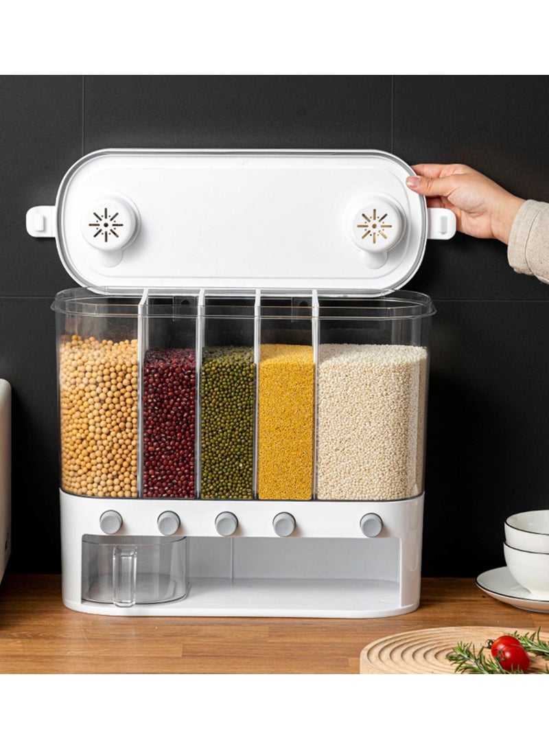 DubaiGallery Wall-Mounted Grains Food Dispenser, Home Kitchen Storage Tank Grains Rice Bucket Storage Box, Mothproof and waterproof, Simple And Convenient To Use No Waste  - Image 2