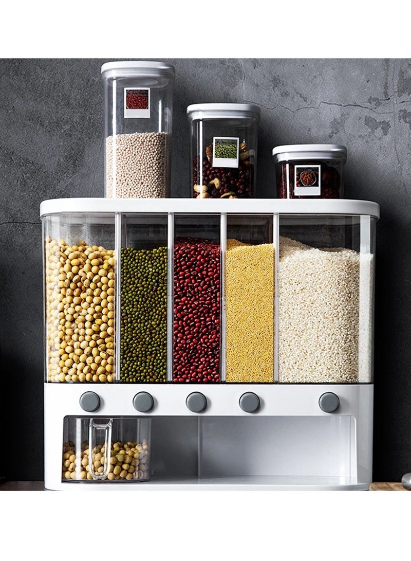 DubaiGallery Wall-Mounted Grains Food Dispenser, Home Kitchen Storage Tank Grains Rice Bucket Storage Box, Mothproof and waterproof, Simple And Convenient To Use No Waste  - Image 1