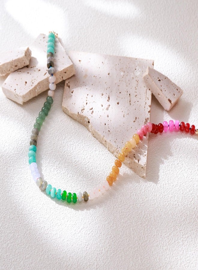 FANZE Gemstone Necklace for Women, Boho Bead Choker Natural Stone Beaded Summer Jewelry, Colorful, Trendy, Surfer Beach Necklaces - Image 5