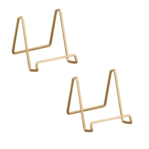 Tripar 3-Inch Gold Painted Square Book Holder/Stand, Wire Mini Easel, Small Photo Stands for Table, Display for Picture Frames, Plaques, & Plates - Image 2