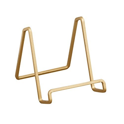 Tripar 3-Inch Gold Painted Square Book Holder/Stand, Wire Mini Easel, Small Photo Stands for Table, Display for Picture Frames, Plaques, & Plates - Image 1
