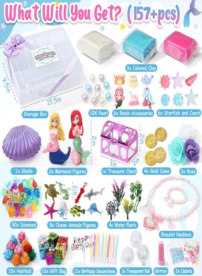 Golray Mermaid Sensory Dough Kit - Play Dough Set with 3 Packs of Playdough, 2 Mermaid Figures, Marine Animals & Plants Toys and Decorative Accessories, Sensory Toys Gifts for Kids & Toddlers - Image 2