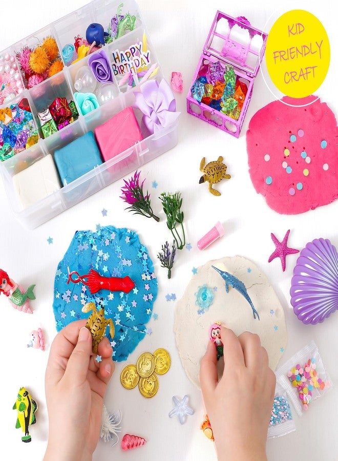 Golray Mermaid Sensory Dough Kit - Play Dough Set with 3 Packs of Playdough, 2 Mermaid Figures, Marine Animals & Plants Toys and Decorative Accessories, Sensory Toys Gifts for Kids & Toddlers - Image 5