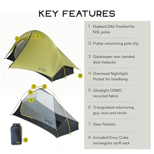 NEMO Equipment Hornet OSMO Ultralight Backpacking Tent - 1-Person - Birch Bud/Goodnight Gray - Image 2