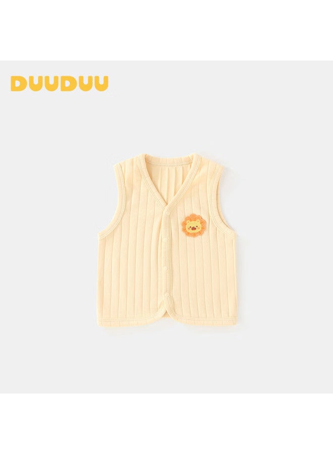 Duuduu Baby Vest Uni Infant Sleeveless Jacket Spring Autumn Winter Four Seasons Solid Color Newborn Outwear Yellow Size 90 - Image 1