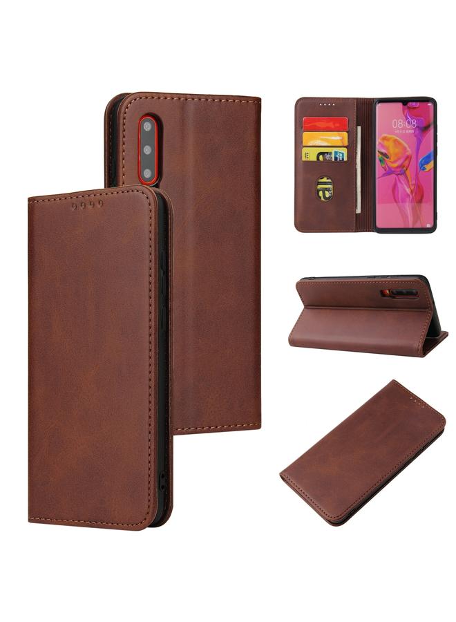 The Bros Phone Case For Huawei P30 Calf Texture Magnetic Horizontal Flip Leather Phone Case with Holder & Card Slots & Wallet  - Image 1