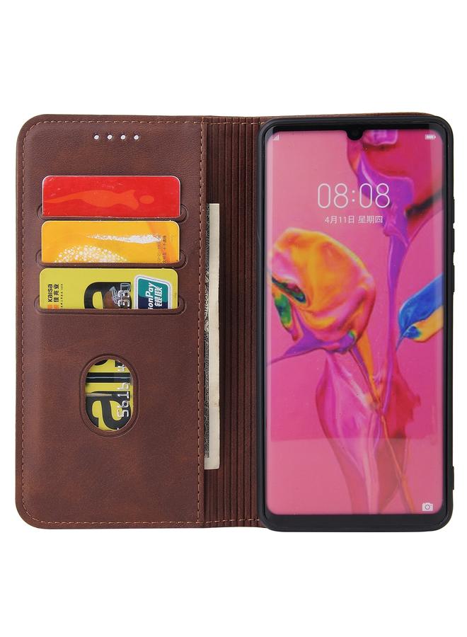 The Bros Phone Case For Huawei P30 Calf Texture Magnetic Horizontal Flip Leather Phone Case with Holder & Card Slots & Wallet  - Image 3