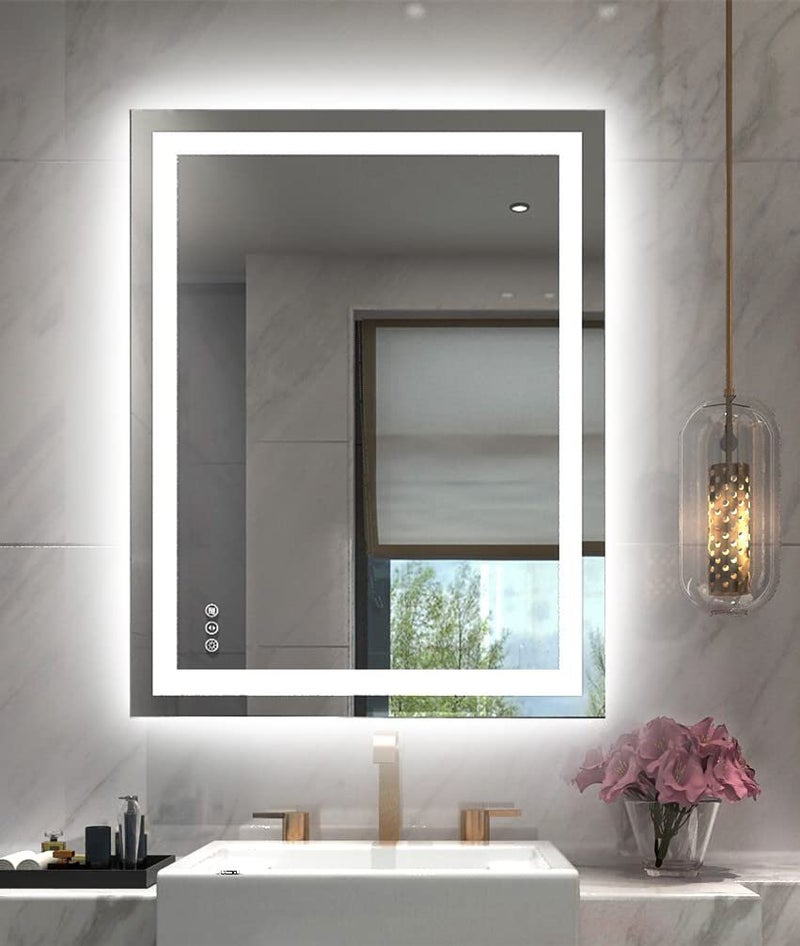 Amorho LED Bathroom Mirror 24"x 36" with Front and Backlight, Stepless Dimmable Wall Mirrors with Anti-Fog, Shatter-Proof, Memory, 3 Colors, Double LED Vanity Mirror(Horizontal/Vertical) - Image 1